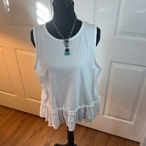 3/$20 J. Crew White Eyelet Ruffle Tank Top